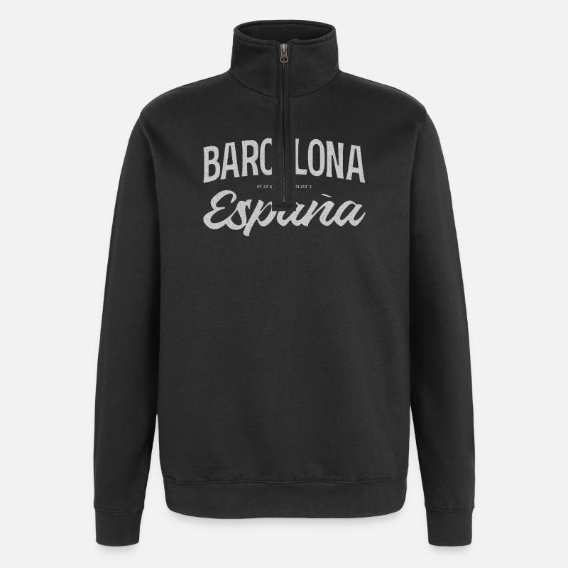 Barcelona Espana Script Design - Quarter-Zip-Sweatshirt - Schwarz