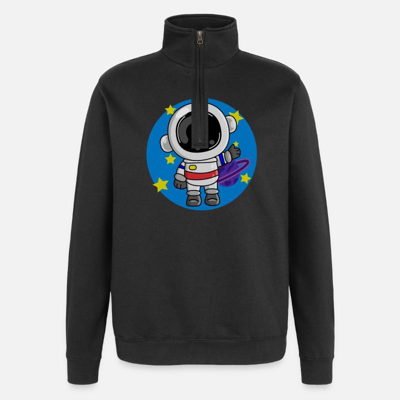 Astronaute, Cosmos, Spaceman - Sweat à zip 1/4 - noir