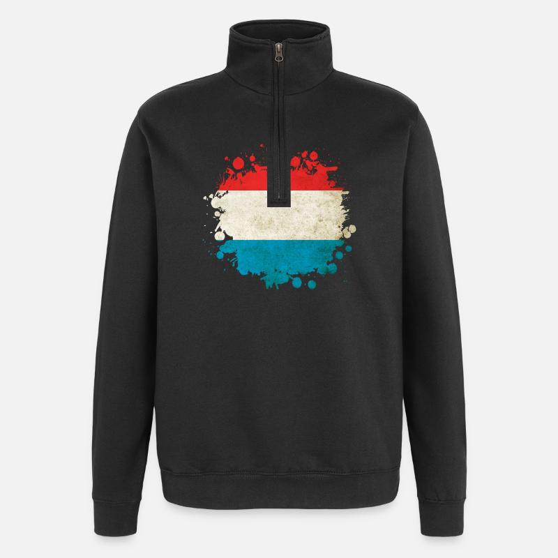 Blob drapeaux Luxembourg - Sweat à zip 1/4 - noir