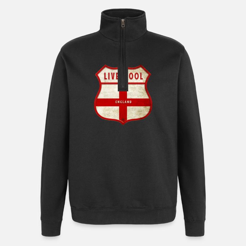 Liverpool England Wappen - Quarter-Zip-Sweatshirt - Schwarz