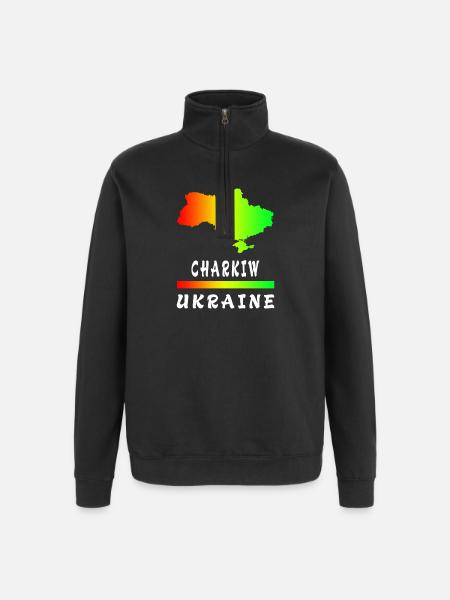 Kharkiv Ukraine rainbow design - Quarter-Zip Sweatshirt - black