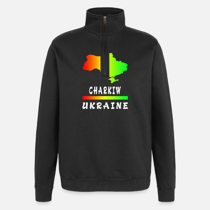 Charkiw Ukraine Regenbogen Design - Quarter-Zip-Sweatshirt - Schwarz