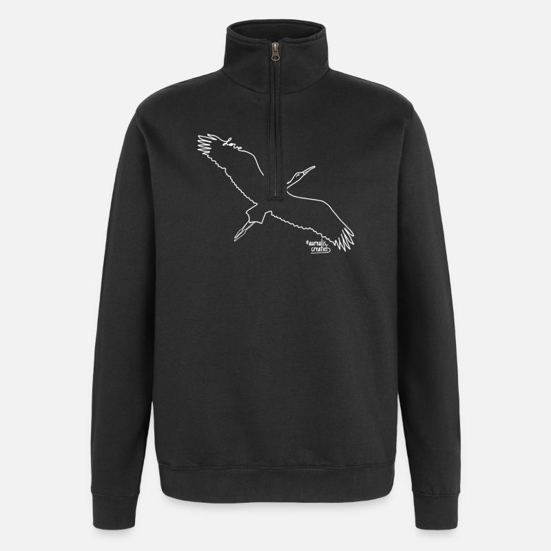 Cigogne - Love Animals - Sweat à zip 1/4 - noir