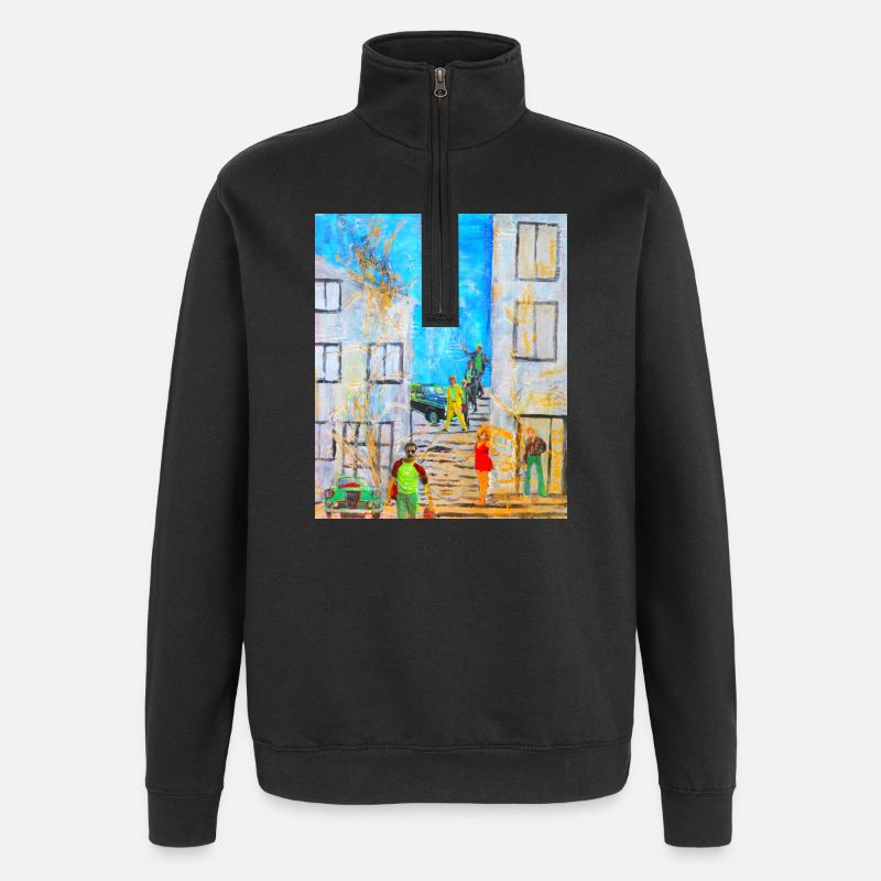 Urban Abstraktes Graffiti mit Legenden - Quarter-Zip-Sweatshirt - Schwarz