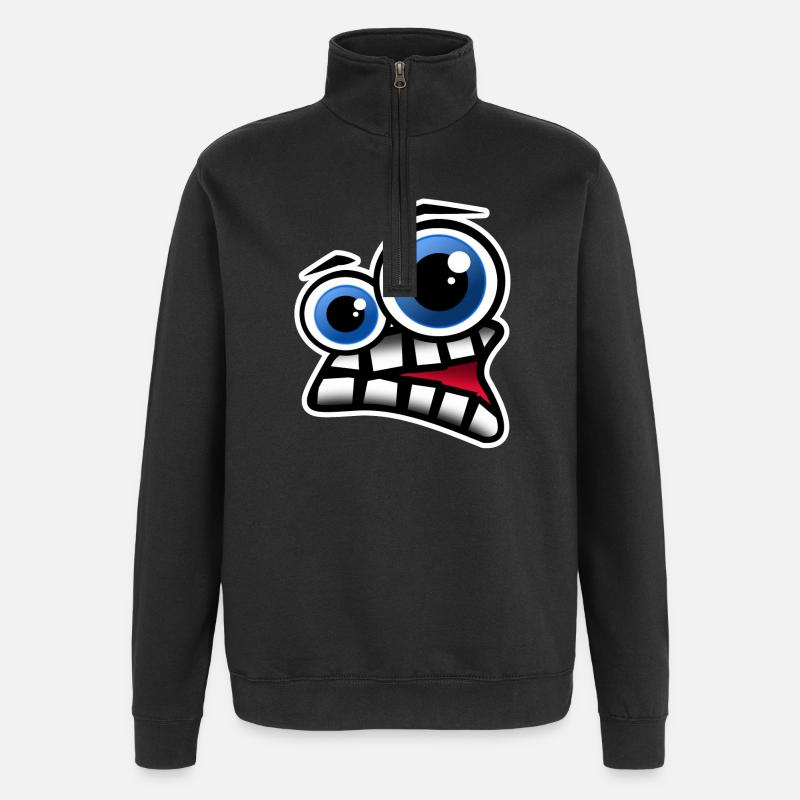 Face Comic - Quarter-Zip Sweatshirt - black