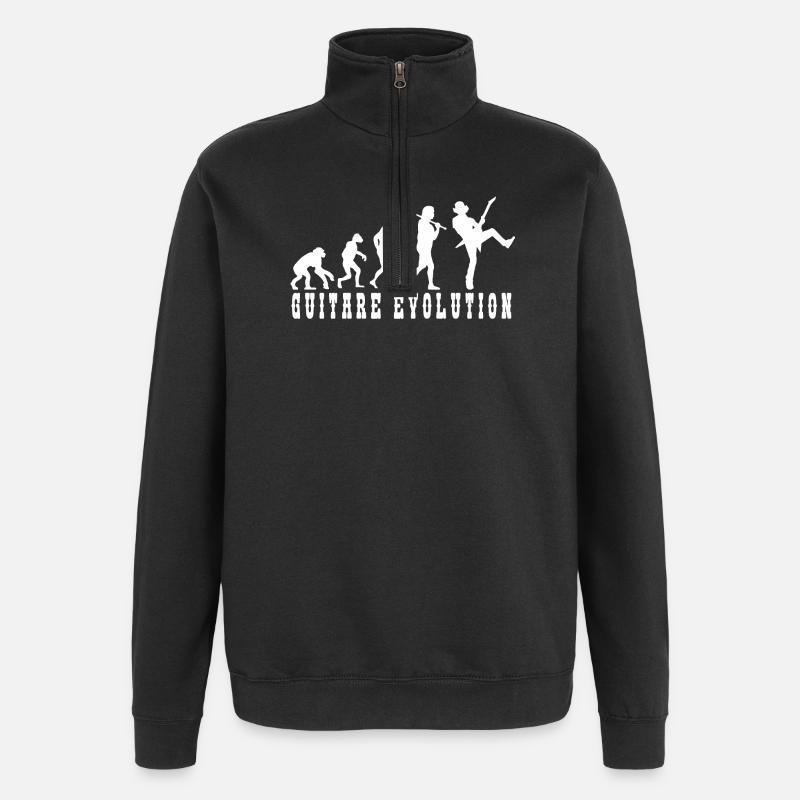 Evolution der Gitarrenkultur - Quarter-Zip-Sweatshirt - Schwarz