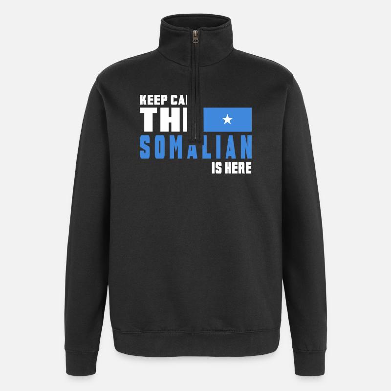 Keep calm Somalia flag design - Quarter-Zip Sweatshirt - black