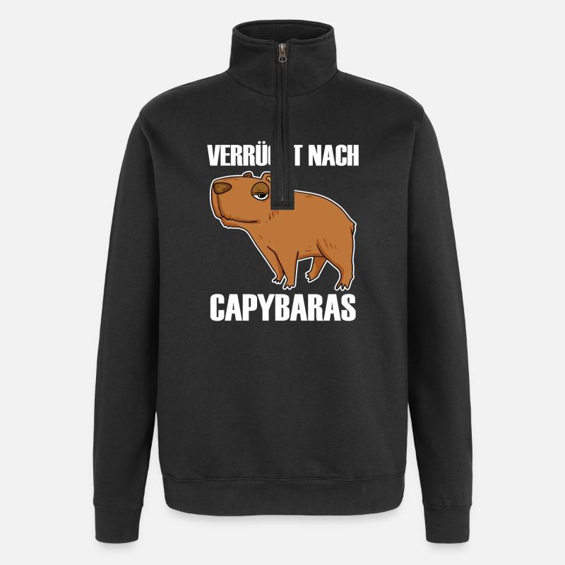 Capybara Wasserschwein - Quarter-Zip-Sweatshirt - Schwarz