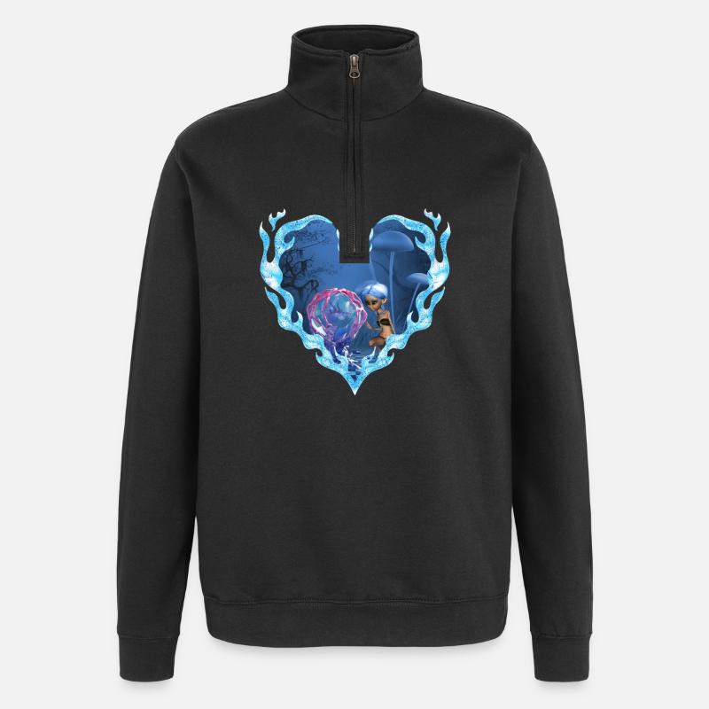 Fée mignonne avec poisson fantastique - Sweat à zip 1/4 - noir