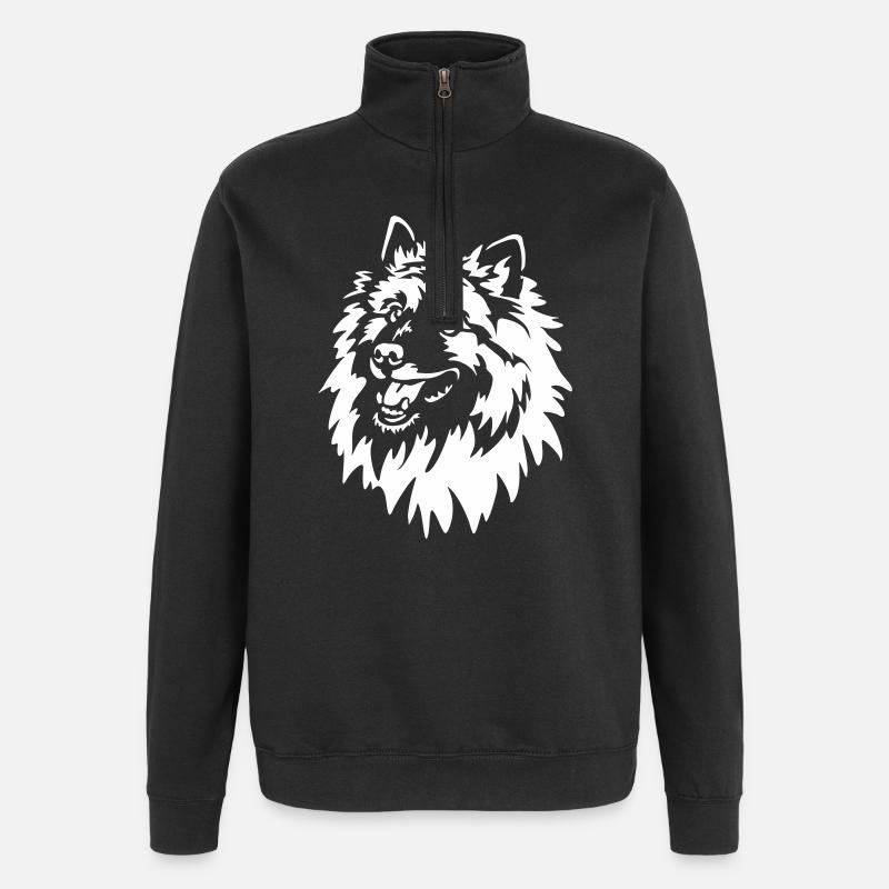 Tête Wolfsspitz « Black Edition » - Sweat à zip 1/4 - noir