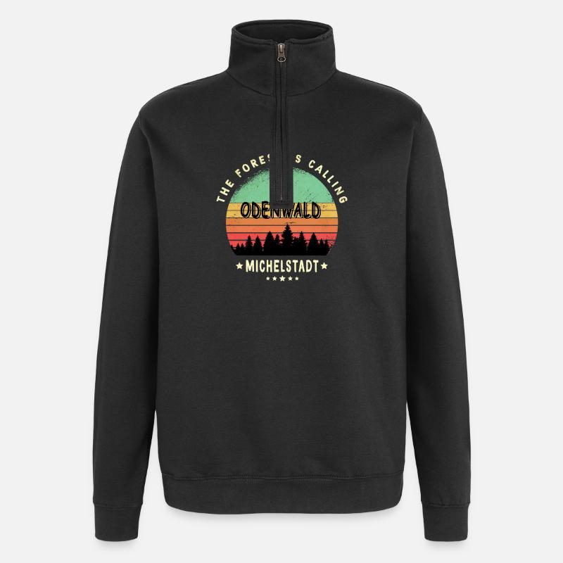 Michelstadt Odenwald Design - Quarter-Zip-Sweatshirt - Schwarz