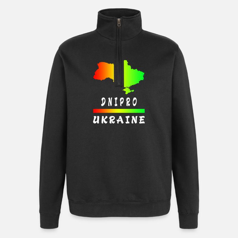 Dnipro Ukraine Regenbogen Design - Quarter-Zip-Sweatshirt - Schwarz