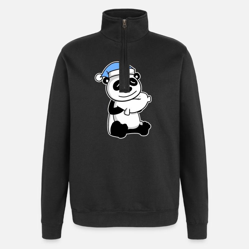 Panda Bébé - Sweat à zip 1/4 - noir