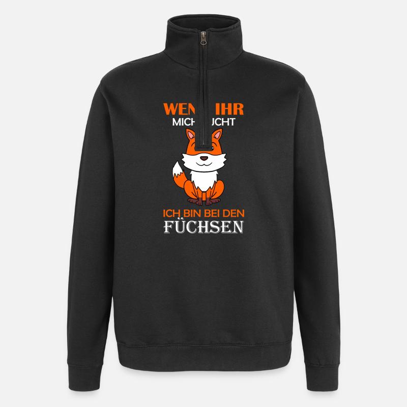 Wald Wildtier Fuchs Geschenk - Quarter-Zip-Sweatshirt - Schwarz
