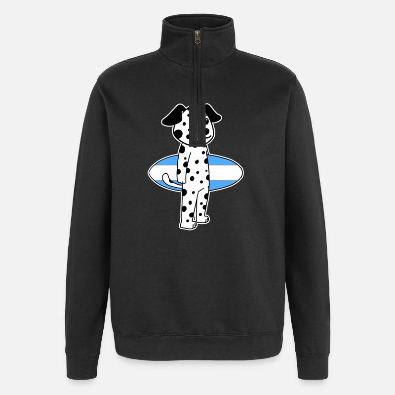 Surfboard Chien Dalmatien Surf Cadeau - Sweat à zip 1/4 - noir