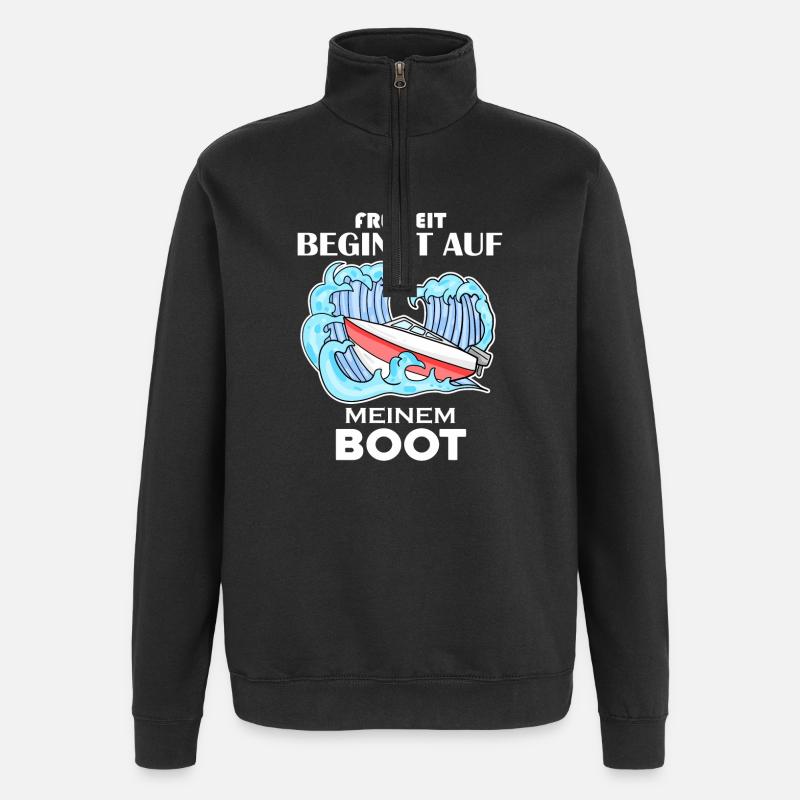 Motorboot Kapitän Boot Geschenk - Quarter-Zip-Sweatshirt - Schwarz