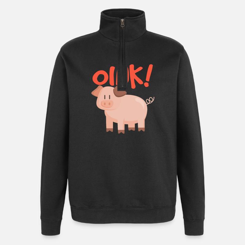 Cochon Oink - Sweat à zip 1/4 - noir