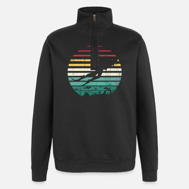 Retro Sunset Surf Silhouette Tee - Quarter-Zip Sweatshirt - black