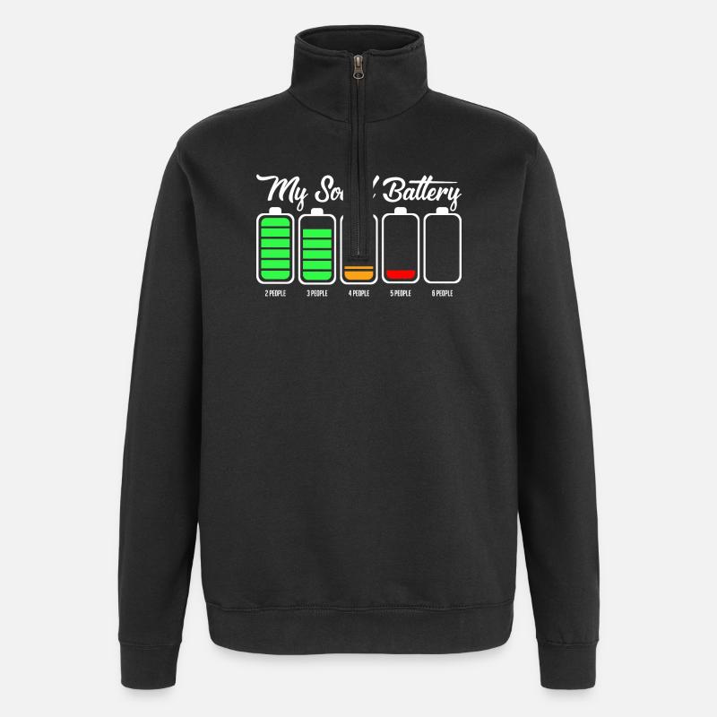 My Social Battery Icon Tee - Quarter-Zip Sweatshirt - black