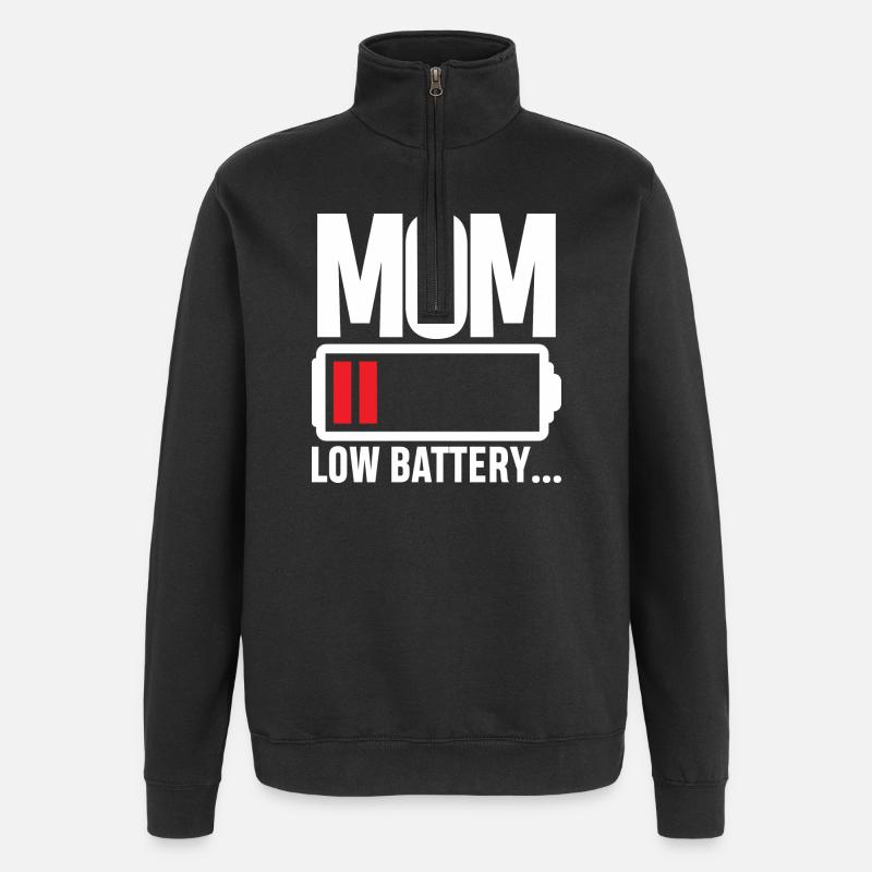 Mom Battery Low - Quarter-Zip Sweatshirt - black
