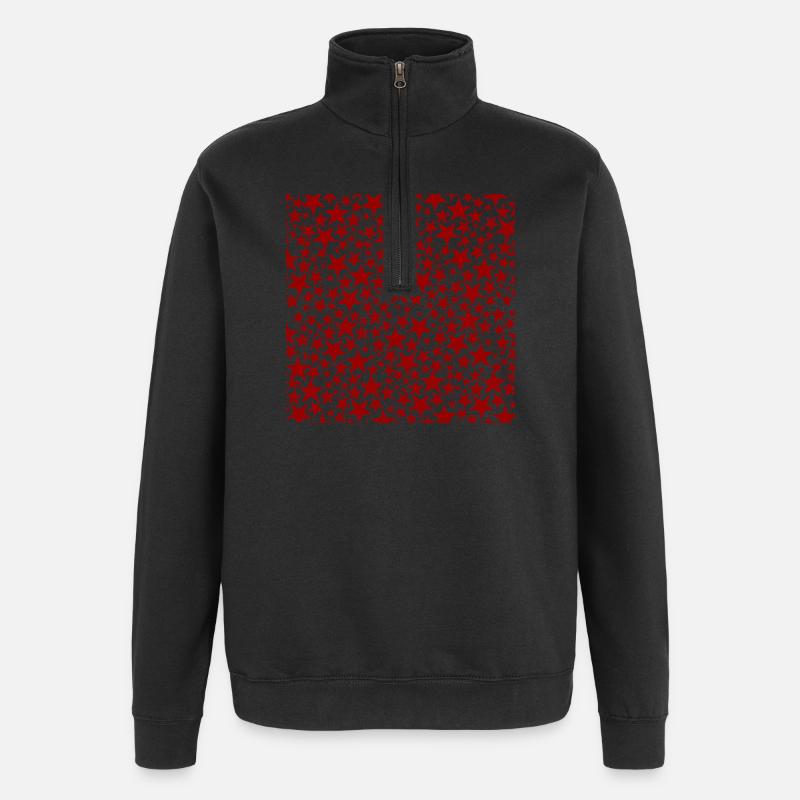 Rote Sternenmuster auf schwarzem Hintergrund - Quarter-Zip-Sweatshirt - Schwarz