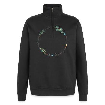 delicate frame made of ethno symbols - Quarter-Zip Sweatshirt - black - Front - AI Model Female 172 light (172cm) & AI Model Male 178 dark (178cm)