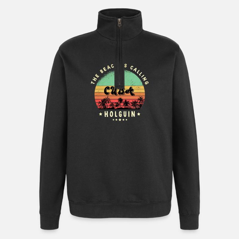 Modèle de plage Holguin Cuba - Sweat à zip 1/4 - noir