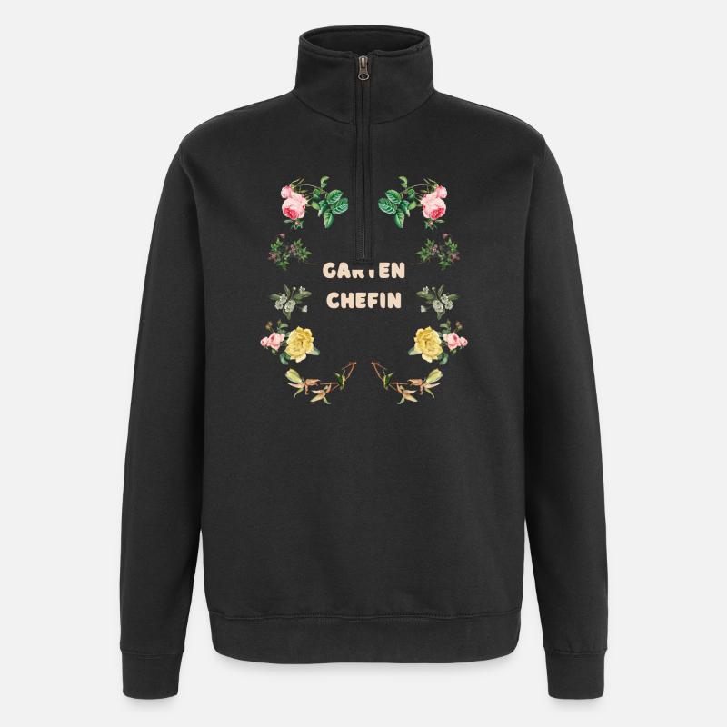 Garten Chefin Blumen Design - Quarter-Zip-Sweatshirt - Schwarz