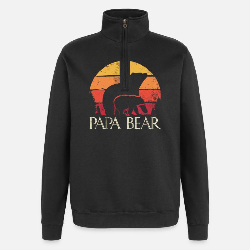 Papa Bear Sunset Logo - Quarter-Zip Sweatshirt - black
