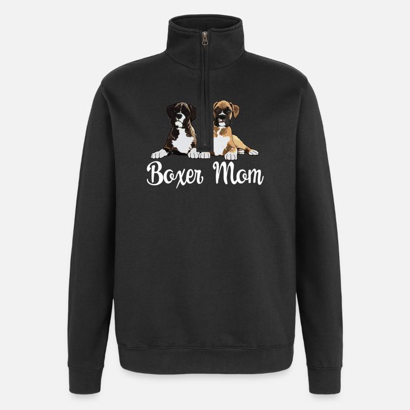 Boxer Chien Boxer Maman - Sweat à zip 1/4 - noir