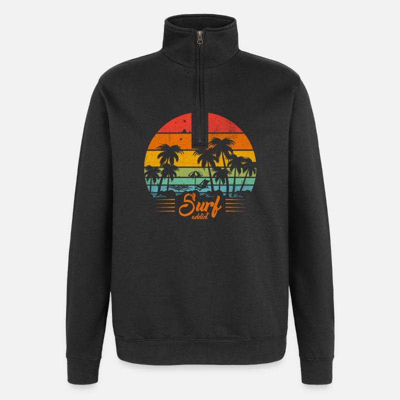 Surf addict - Sweat à zip 1/4 - noir