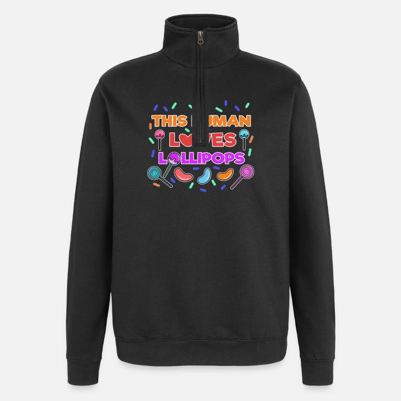 Délicieux bonbons Déclaration Dent sucrée - Sweat à zip 1/4 - noir