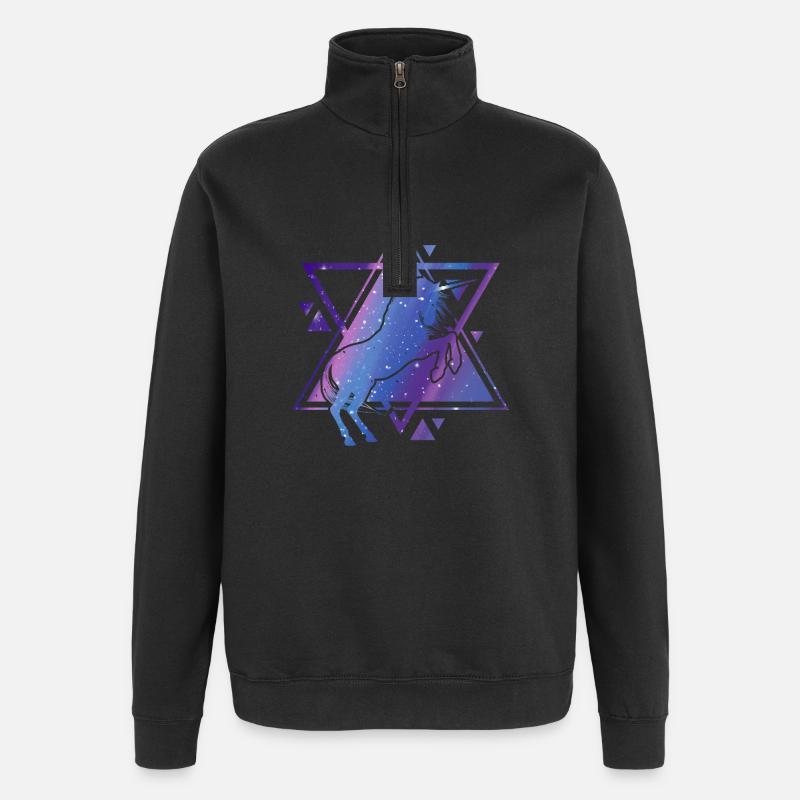Licorne - Sweat à zip 1/4 - noir