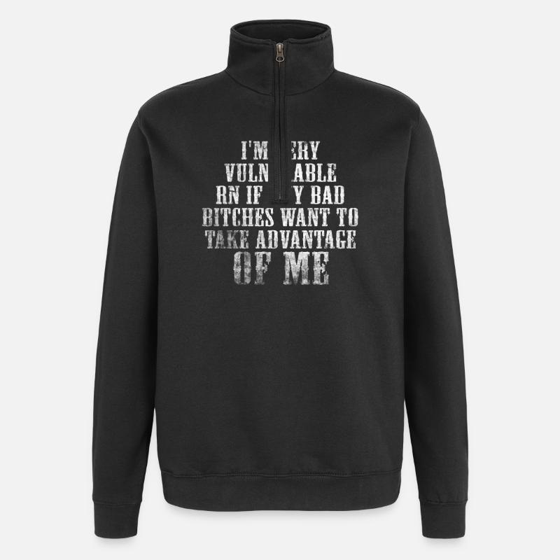 Je suis très vulnérable IA - Sweat à zip 1/4 - noir