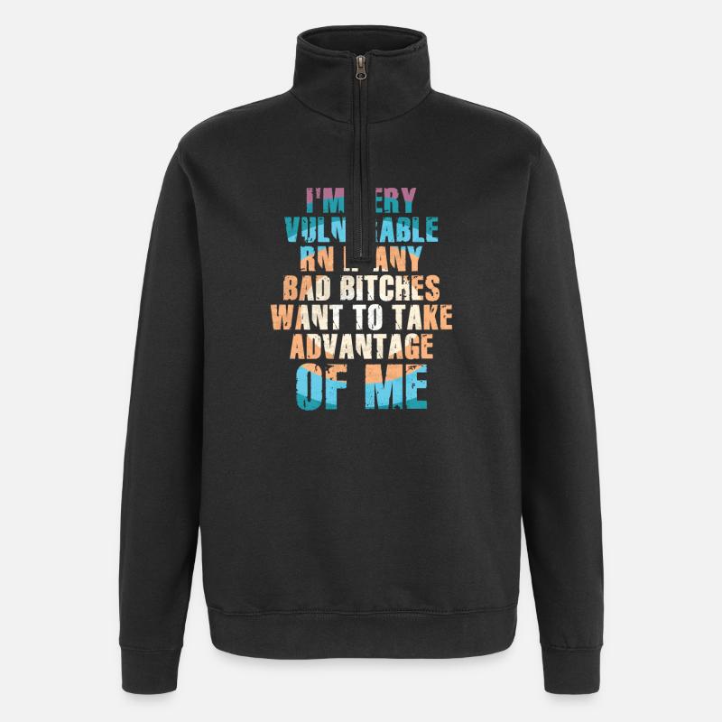 Je suis très vulnérable IA - Sweat à zip 1/4 - noir