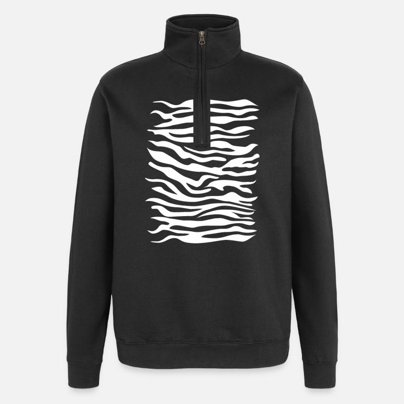 Zebra Muster weiss - Quarter-Zip-Sweatshirt - Schwarz