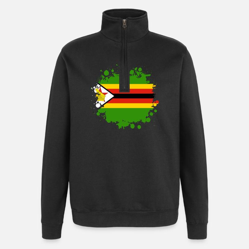 blob de drapeaux du Zimbabwe - Sweat à zip 1/4 - noir