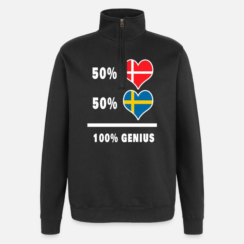 Danemark et Suède Genial / Cadeau - Sweat à zip 1/4 - noir