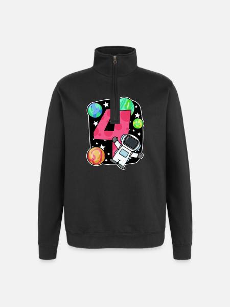 4 birthday boy - 4 years old - I am 4 - Quarter-Zip Sweatshirt - black