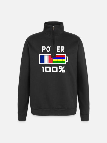 Mauritius and France feed 100% - Quarter-Zip Sweatshirt - black