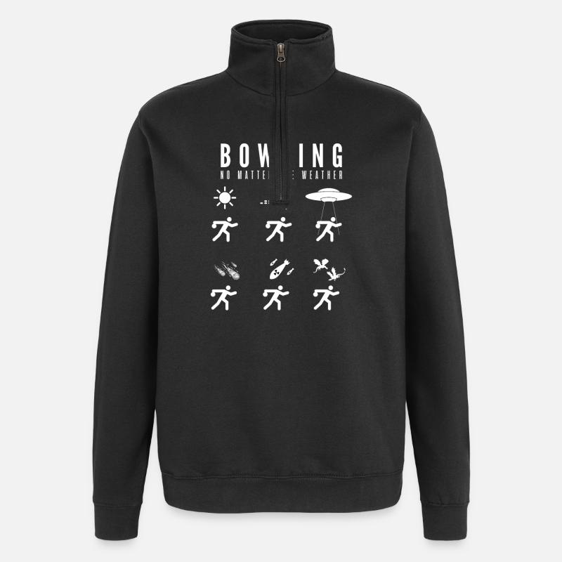 Bowling bei jedem Wetter - Quarter-Zip-Sweatshirt - Schwarz