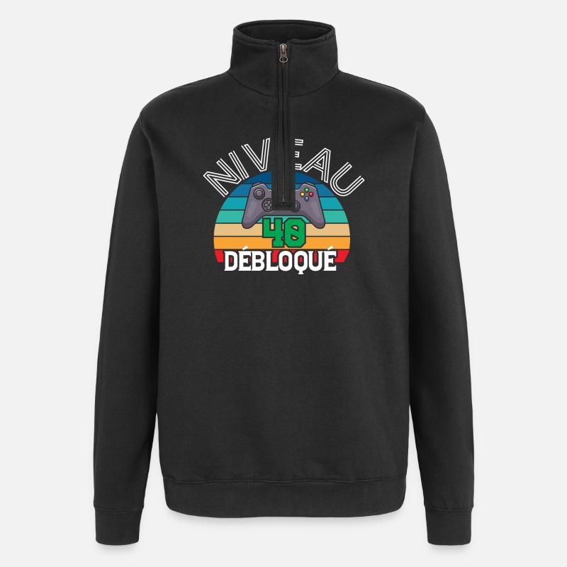 Level 40 unlocked - Quarter-Zip Sweatshirt - black