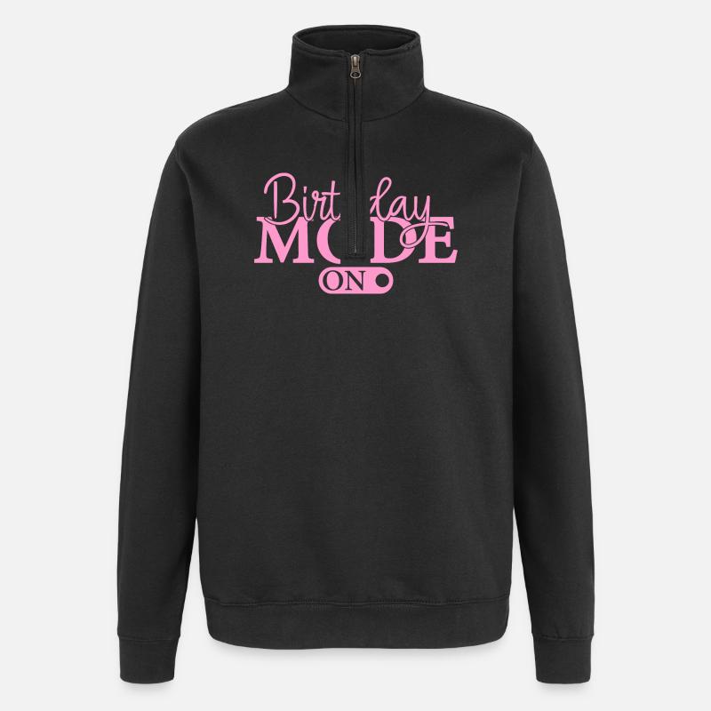 Birthday Mode On - Quarter-Zip Sweatshirt - black