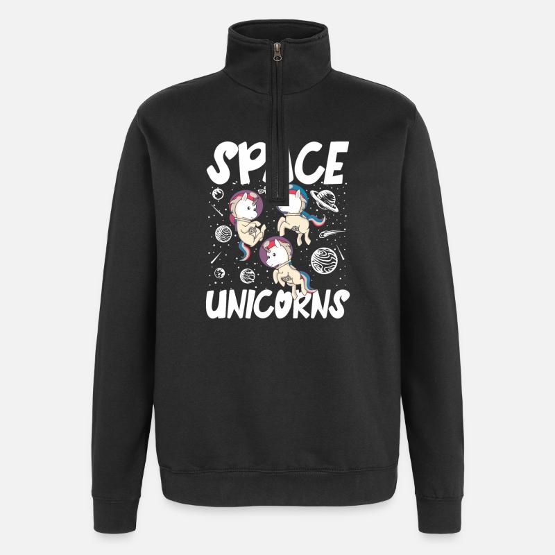 Space unicorns - Quarter-Zip-Sweatshirt - Schwarz