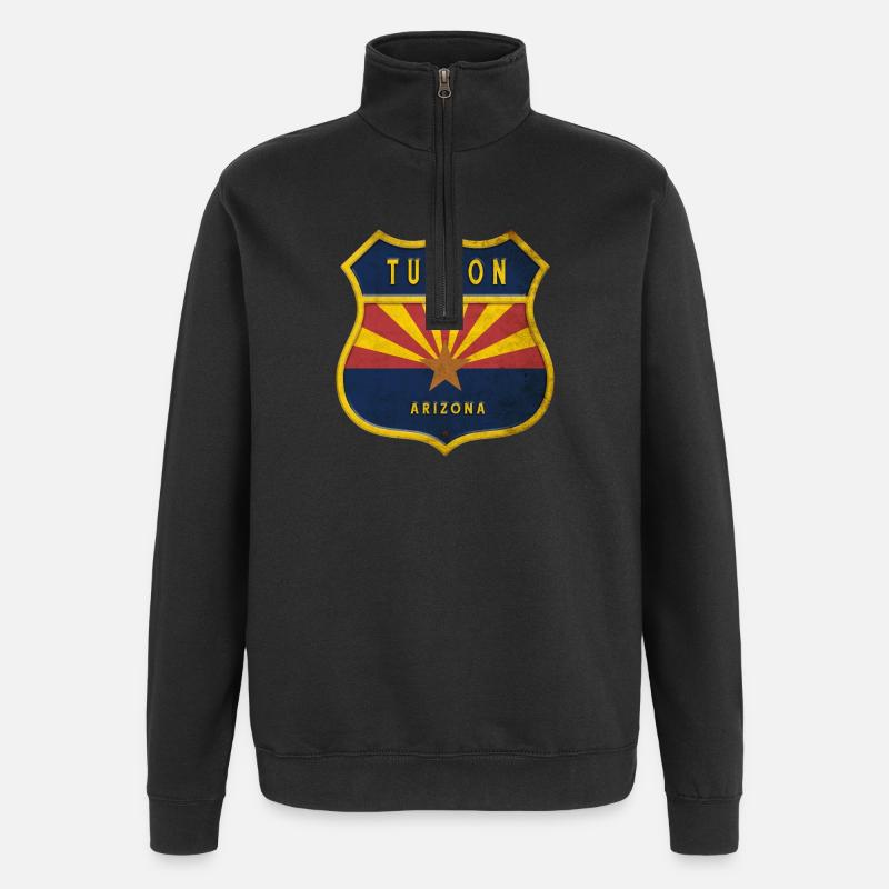 Drapeau Tucson Arizona Motif écusson - Sweat à zip 1/4 - noir