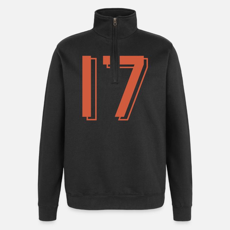 17 Trikotnummer - Quarter-Zip-Sweatshirt - Schwarz