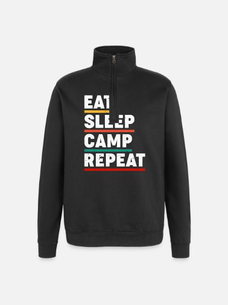 Eat Sleep Camp Repeat - Quarter-Zip-Sweatshirt - Schwarz