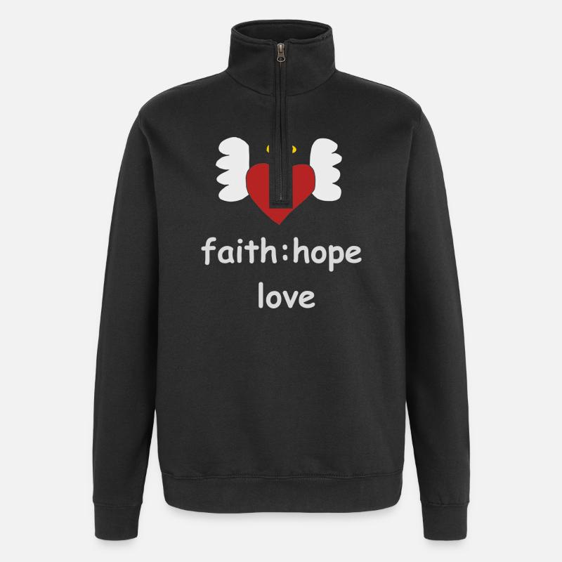 cœur ailes foi - Sweat à zip 1/4 - noir