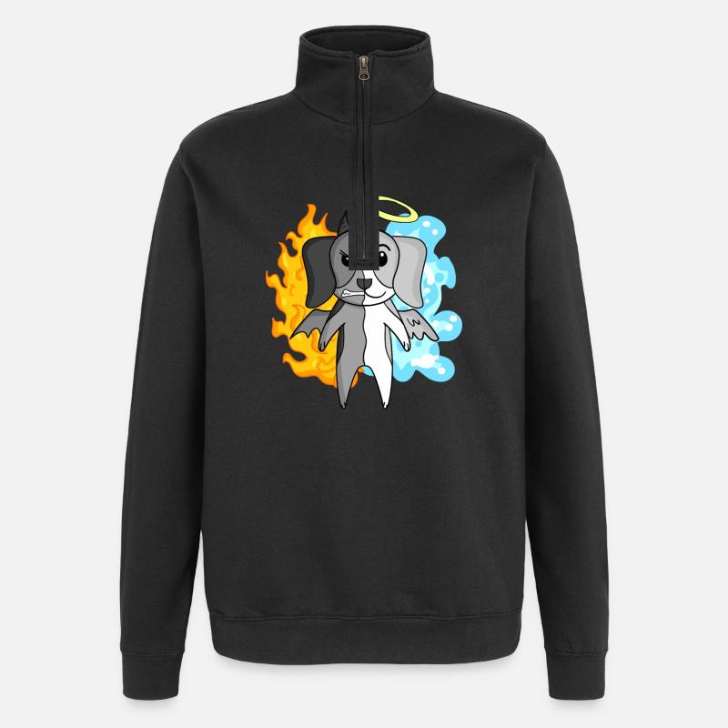 Dog Beagle - Angel and Devil - Quarter-Zip Sweatshirt - black