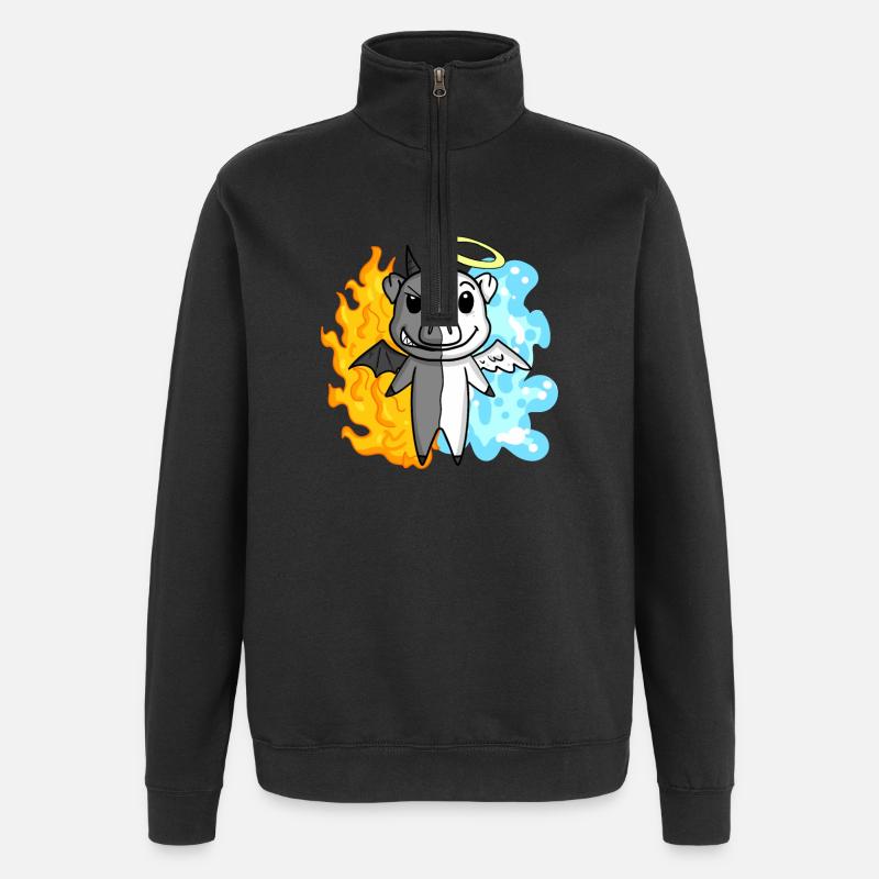 Pig - Angel and Devil - Quarter-Zip Sweatshirt - black